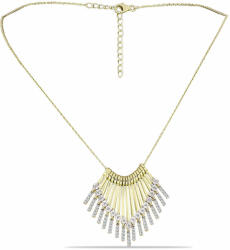  Arannyal Bevont Ezüst Nyaklánc Fehér Gyémánttal és Fehér Topázzal, Y62971