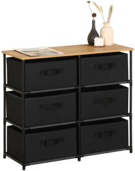 Intenso Home Komód 6 db Szövet Fiókkal 76x68 cm Fekete