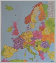  Európa fali térkép irányítószámokkal, csipesszel rögzíthető alapon 1: 3 700 000