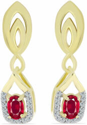  Arannyal Bevont Ezüst Fülbevaló Madagaszkári Rubinnal és Fehér Topázzal, Y63097