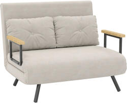 Homcom Canapea extensibilă 3 în 1 din material cu efect de catifea, cu spătar reglabil și 2 perne, 102x73x81 cm, bej