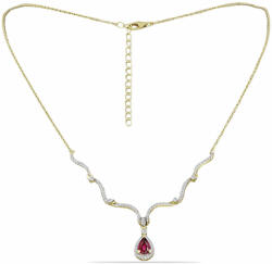  Arannyal Bevont Ezüst Nyaklánc Rhodolit Gránáttal és Fehér Topázzal, Y63019