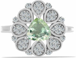  Ezüst Gyűrű Zöld Ametiszttel és Fehér Topázzal, Y63214/54