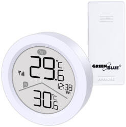 GreenBlue wireless weather station, IN/OUT temperature, clock, °C/°F selectable, range up to 60 m, GB162 (GB162)