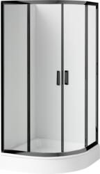 Deante Funkia zuhanykabin zuhanytállal 80x80 cm félkör alakú fekete matt/átlátszó üveg KDDZN52K (KDDZN52K)