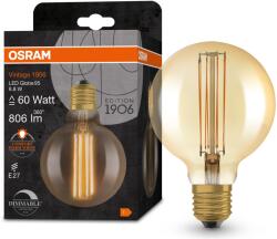 OSRAM 1906 Globe 95 vintage LED izzó, Dimmelhető, E27, 8.8W (60W), 806 lm, 2200K, Arany