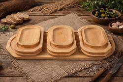 A T E L I E R 49 Set platou pentru servit din lemn cu 9 farfurii , platou 56x22 cm (ATE49-ART-139732) Tava