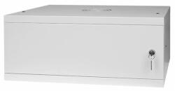 Stalflex RC19-4U-450MG 19" 4U 450 mm mély lapraszerelt szürke fém ajtós fali rack szekrény - 3bnetwork