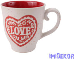  Love feliratos szív mintás bögre 10, 5x11, 5cm - 1