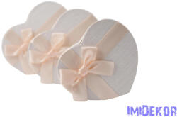  Szív alakú papírdoboz szett masnival 15-13-11, 5cm - Fehér