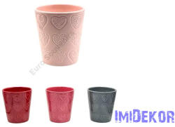  Kaspó szív mintás 12, 5x13cm - Szürke