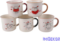  Valentini bögre cicás szíves mintával - Vegyes