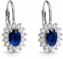 KORONA OVÁLIS KORONA ezüst kapcsos fülbevaló - 14 mm (kék) (2026021508)