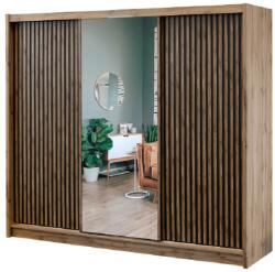 Stolar London 250 gardrób fekete, tükör/ wotan tölgy