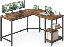 VASAGLE Számítógépasztal, L-alakú sarokasztal, 120 x 130 x 76 cm, rusztikus barna és fekete (LWD123K01V1) - tutihome