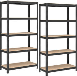 SONGMICS Nagy Teherbírású Polcrendszer, 2 db Acél Polc, teherbírás 875 kg, 40 x 90 x 180 cm, Fekete (GLR040B02)