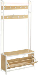 VASAGLE Fogas cipőtárolóval, előszobabútor paddal, arany tölgy és felhőfehér (HSR405W09)