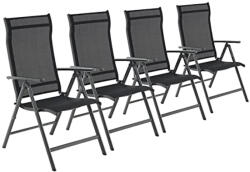 SONGMICS 4 darabos összecsukható kerti székkészlet, 8-szögben dönthető háttámlával, max. Székenként 150 kg teherbírás, fekete (GCB30BK)