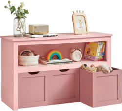 VASAGLE Játéktároló szekrény, gyerekpolc, 30 x 102 x 60 cm, rózsaszín (LHS380R02)