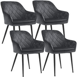 SONGMICS 4 db-os étkezőszék szett karfás fém lábakkal szürke (LDC088G01-4)