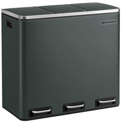 SONGMICS Konyhai szemetes, 3 × 18 literes szelektív hulladékgyűjtő, acél, zöldesszürke (LTB54GS) - tutihome