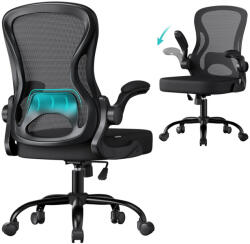 SONGMICS ergonomikus irodai szék, forgatható hálós íróasztali szék, fekete (OBN042BH02)