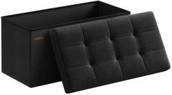 SONGMICS tárolós ülőke, összecsukható ülőpad, 38×76×38 cm, fekete (LSF047B01) - tutihome