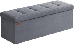 SONGMICS Összecsukható Puff Tárolópad 38 x 110 x 38 cm, 300 kg teherbírás, szürke (LSF277G01)