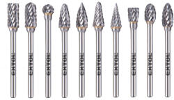 Extol mini keményfém turbómaró (rotormaró) klt. 10 db, átmérő 6×13mm/szár 3mm, keresztfogazás (8703810)