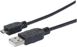 Mamibot Manhattan USB A - MicroUSB B USB 2.0 1 M Micro-USB B Fekete USB kábel (MAMKBK46664)