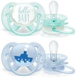 Philips Suzeta ortodontica Philips Avent Ultra Soft SCF222/01, 0-6 luni, 2 buc (Albastru/Verde) (SCF222/01)