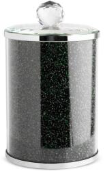 Eurofirany Ventosa tárolódoboz glamour stílusú kristályokkal, Üveg, 10x17 cm, Fekete (403227)