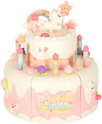 KIK KX3048 Születésnapi torta kiegészítőkkel, fénnyel és hanggal, rózsaszín, 16 db