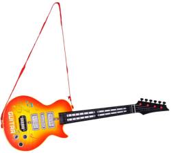 MultiStore HC566237 Gyermek elektromos rock gitár, LED fények, oktató mód, narancsszín