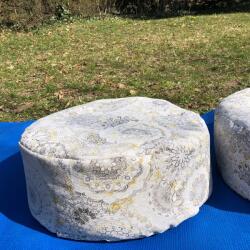 PinkTara Bio tönkölybúza meditációs párna - Szürke, Sárga mandalás