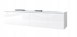  TV szekrény a nappaliba 140 cm-es, 2 ajtós, matt/fényes fehér, univerzális LED világítással