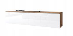  TV szekrény a nappaliba 140 cm 2 ajtós wotan/fehér fényes univerzális LED-del
