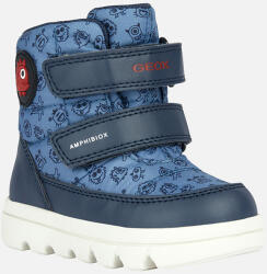 GEOX Ghete băieți, albastre Little Monster, impermeabile, velcro, 22/27 albastru/roșu (13B15C)
