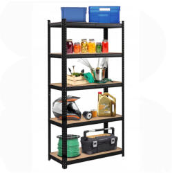  Nagy teherbírású csavarmentes polc, fekete 90x40x180 cm (26200)