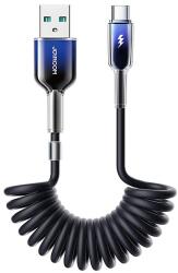 JOYROOM S-A43 Crystal-Clear sorozatú 3A USB-A - USB-C spirálkábel 1, 5m - fekete