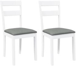 vidaXL 2 db fehér tömörfa gumiból készült étkezőszékek párnákkal (4102384) (4102384)