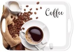  Tálca, szögletes, műanyag, füllel, kávé mintás, 41, 5x28, 5 cm (1605MUA124) - fodicoaruhaz