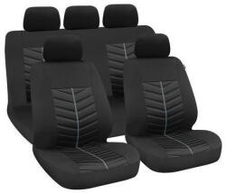  9 részes 2HELYEN osztható - Légzsákos univerzális üléshuzat szett - fekete/szürke csíkkal (02331_alf)