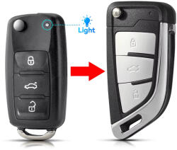 Skoda 3 gombos bicskakulcs modern design 202AD (VW000078)