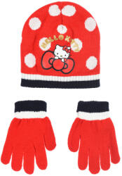 Sun City Hello Kitty Cute Dots Red gyerek sapka + kesztyű szett 52 cm 85SNXHY40075B52 (85SNXHY40075B52)