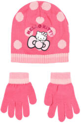 Sun City Hello Kitty Cute Dots Pink gyerek sapka + kesztyű szett 54 cm 85SNXHY40075A54 (85SNXHY40075A54)