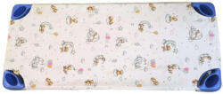  Pamut gumifüles lepedő óvodai fektetőre - 58x130 cm / állatok a holdon fehér