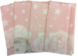  Pamutvászon maradék textil csomag / rózsaszín csillag - felhő