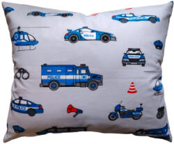  Szürke alapon rendőr járműves kispárna huzat 100% pamut,