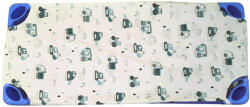  Pamut kétrétegű gumifüles ovis lepedő -55x130 cm / petrol zöld munkagép mintás